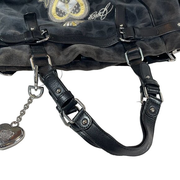 Juicy Couture Black Heart Jacquard Dearest Hobo Handbag With Charm & Adjustable - Picture 13 of 15